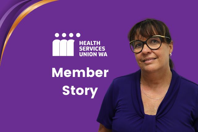 Trisha, who has dark hair up in a pony tail and wears glasses, smiles at the camera. Her photo is on a purple HSUWA branded background.