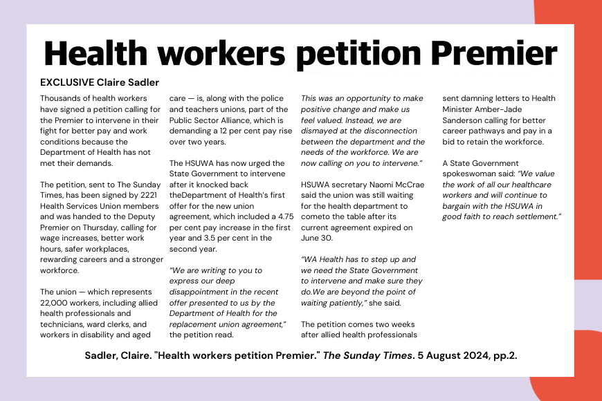 Health workers petition Premier