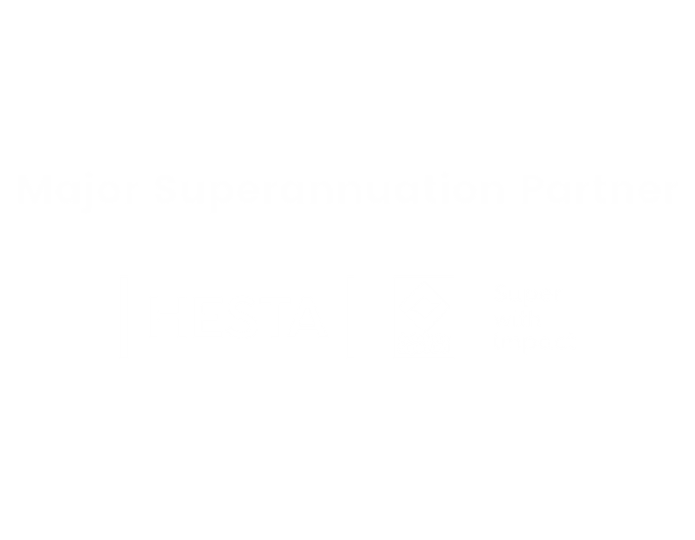 Major Superannuation Partner: Hesta Logo with the "an industry super fund" branding and tagline "Super with impact"